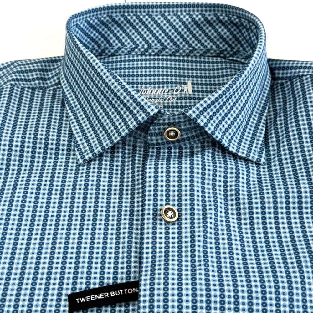 Johnnie-O Hangin' Out Men's Josiah Geo Stripe Shirt Malibu Medium NWT